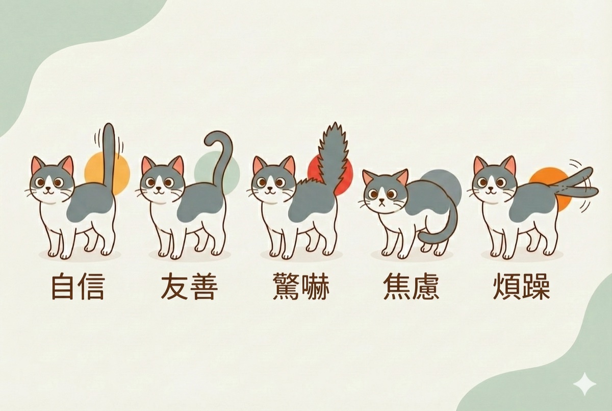 不同尾巴位置代表的情緒狀態